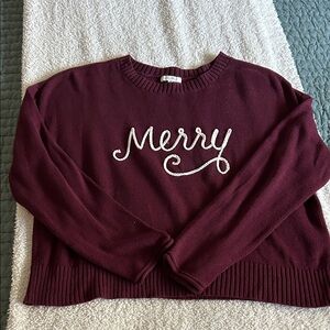 Z Supply Maroon 'Merry' Crewneck Sweater